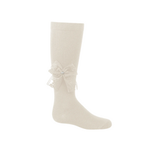  Zubii Lace Bow with Pearl Knee High - 924
