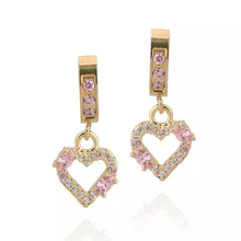  Light Pink Double Stone Outline CZ Heart Earring