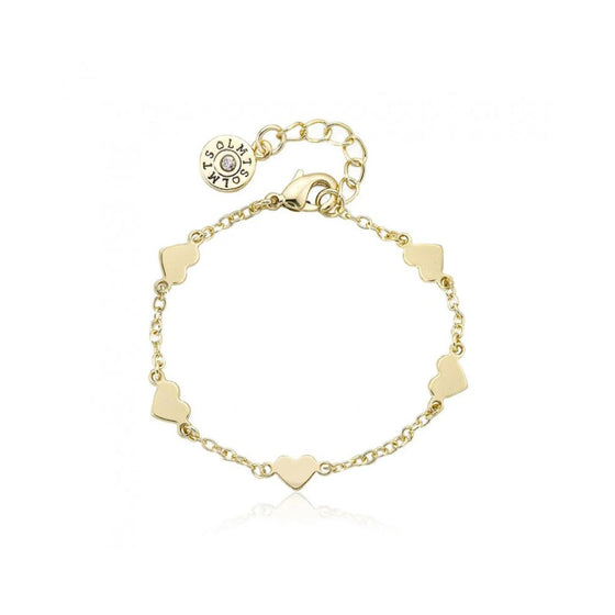 Twin Stars 14k Gold-Plated Heart Station Newborn Bracelet