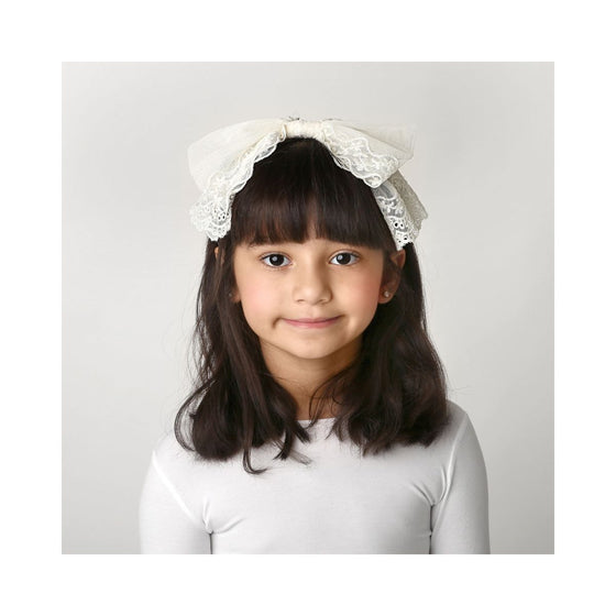Dacee Designs Embroidered Floral Tulle Bow Headband - C4102