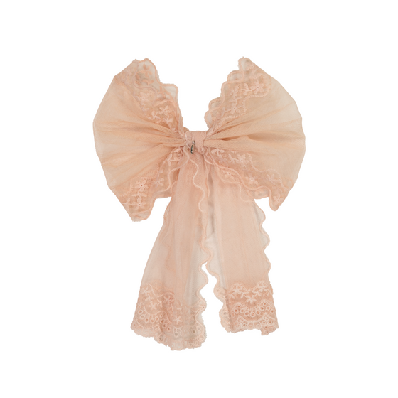 Dacee Designs Embroidered Floral Tulle Large Bow Clip - AL4102