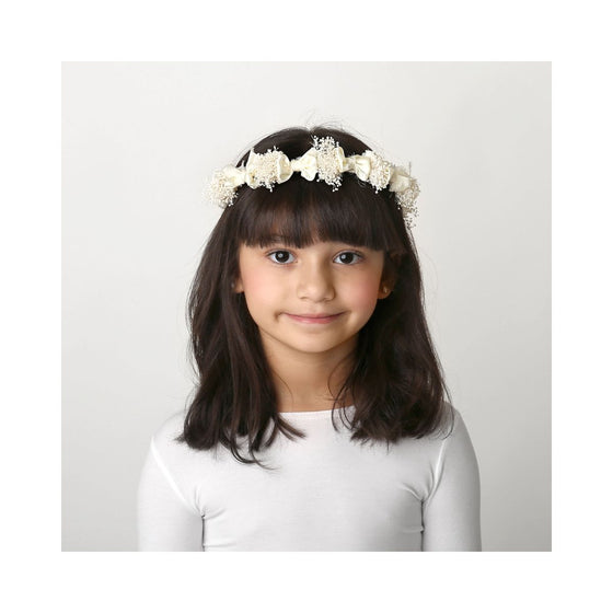 Dacee Designs Silk Bows Baby's Breath Wreath Headband - C4108