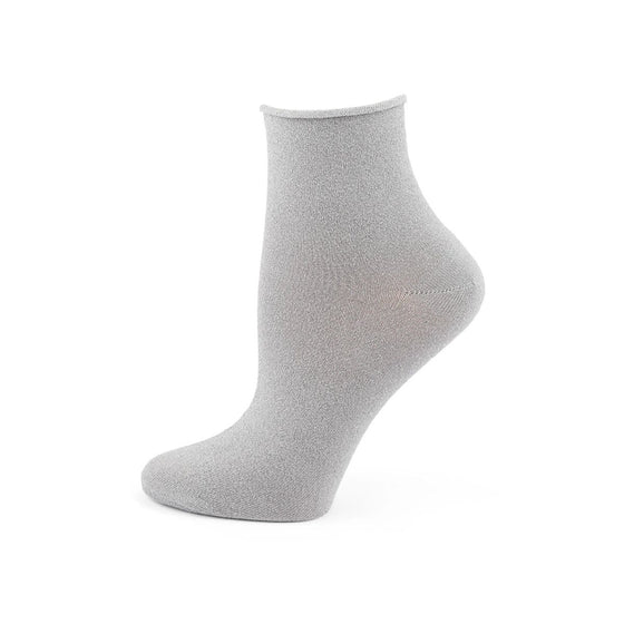 Memoi Women's Shimmer Roll Top Shortie Socks - MQF06077