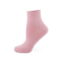  Memoi Women's Shimmer Roll Top Shortie Socks - MQF06077