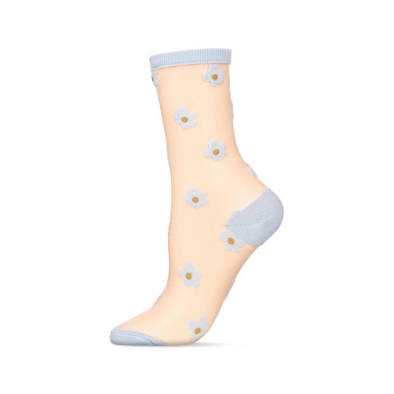 Memoi Women's Delightful Daisies Sheer Socks - MCF07893