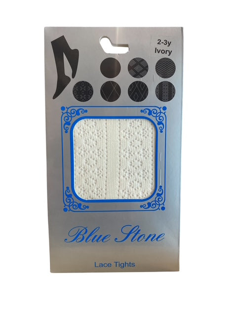 Blue Stone Lace Flower Tights - 3416-5-LT