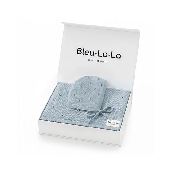 Bleu La La Pointelle Cotton Baby Blanket Set