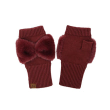  C.C Beanie Womens/Teens Faux Fur Bow Fingerless Gloves - FGE0155