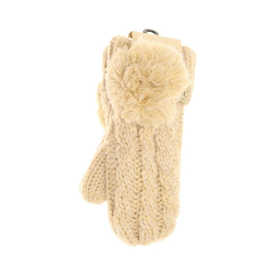 C.C Kids Multi-Tone Double Pom Fuzzy Lined Mittens - MT23KIDS