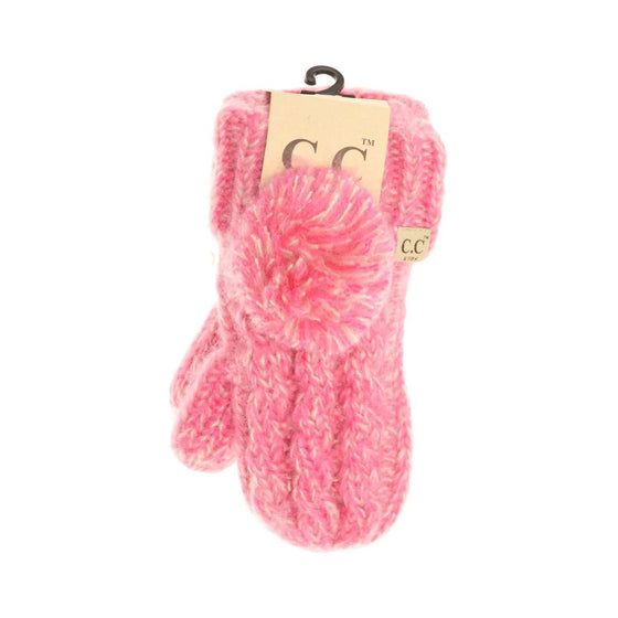 C.C Kids Multi-Tone Double Pom Fuzzy Lined Mittens - MT23KIDS