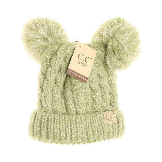 C.C Kids Multi Tone Double Pom Pom Beanie - KIDS23