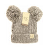 C.C Kids Multi Tone Double Pom Pom Beanie - KIDS23