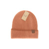 C.C Feather Yarn Striped Cuff Beanie - HTC0039