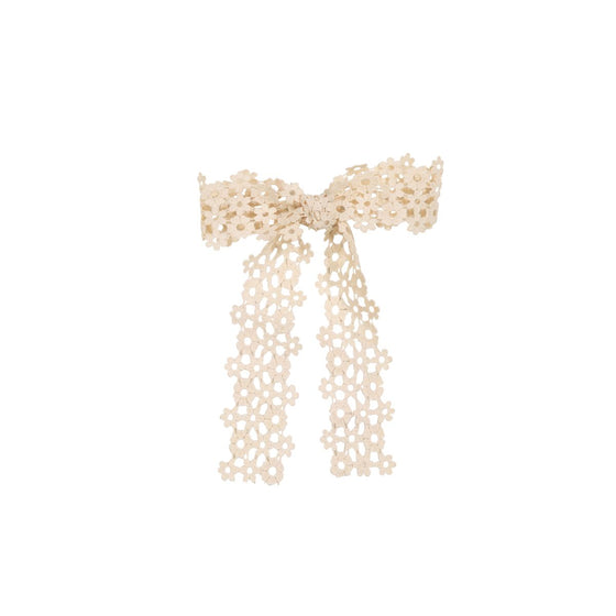 Dacee Ivory Lace Floral Large Bow Clip - AL4470