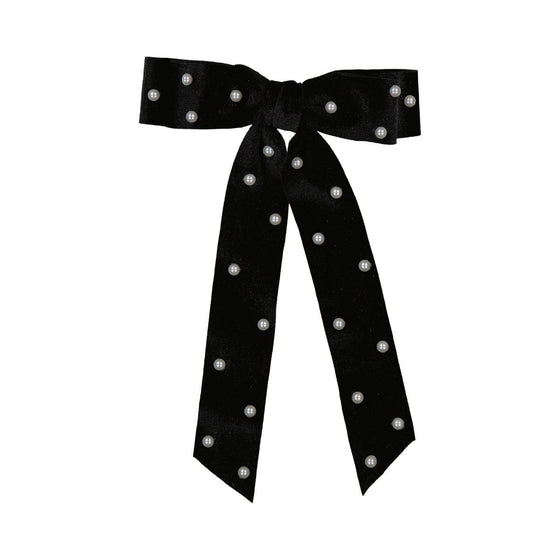 Dacee Pearl Velvet Bow Medium Bow Clip - AM4477