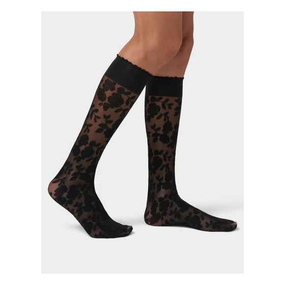 Hue Floral Lace Knee High Sock - U24345