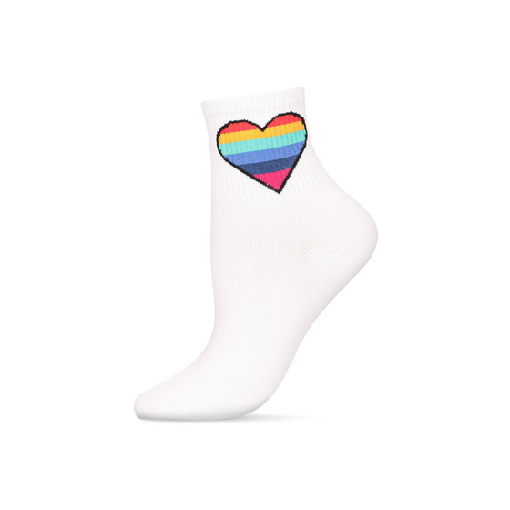 Memoi Rainbow Heart Anklet Sock - MAF 07885
