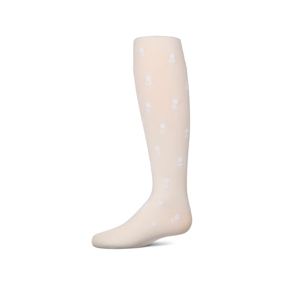 Memoi Girls Opaque Rose-Pattern Flocked Tights - MKF 4085