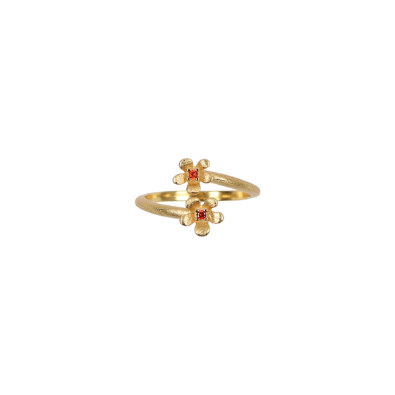Tilyon Brushed Gold Spiral Flower Ring- RI129
