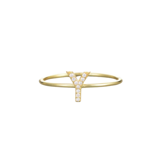 ToMade Sterling Silver CZ Letter Minimalist Ring