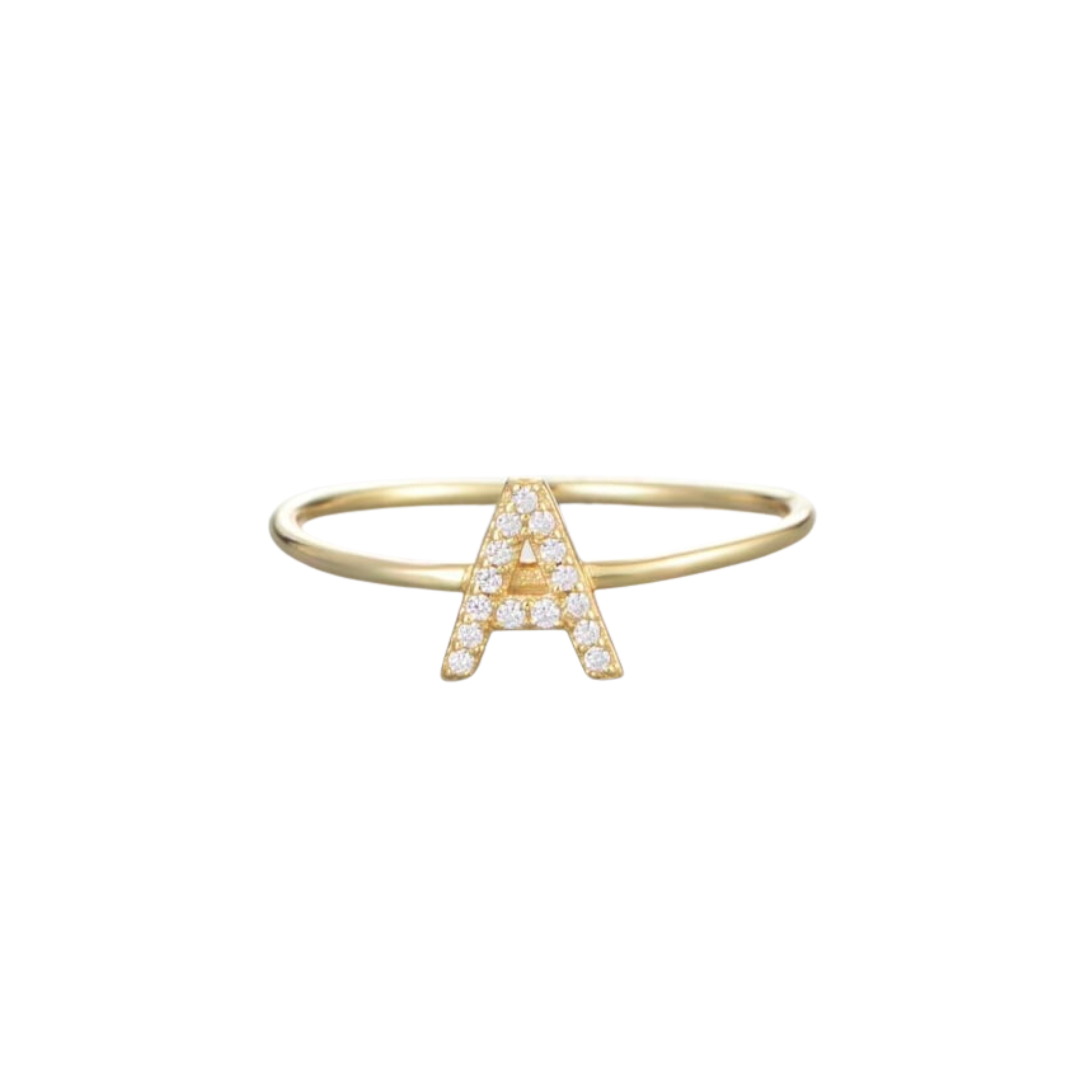 ToMade Sterling Silver CZ Letter Minimalist Ring – Little Toes