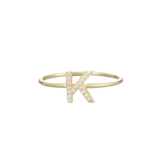 ToMade Sterling Silver CZ Letter Minimalist Ring
