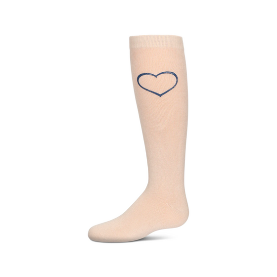 Memoi Puff Paint Heart Knee High Sock - MKF 7156
