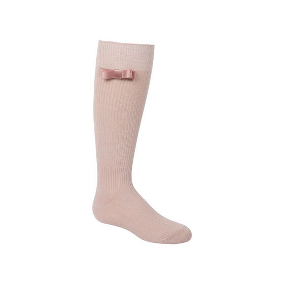 Zubii Flat Satin Bow Knee High Sock - 1202