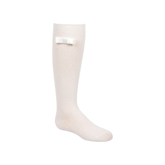 Zubii Flat Satin Bow Knee High Sock - 1202
