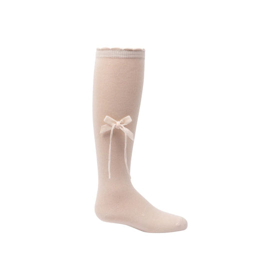 Zubii Thin Velvet Bow Knee High - 1302
