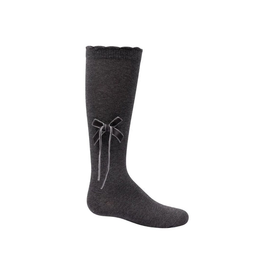 Zubii Thin Velvet Bow Knee High - 1302