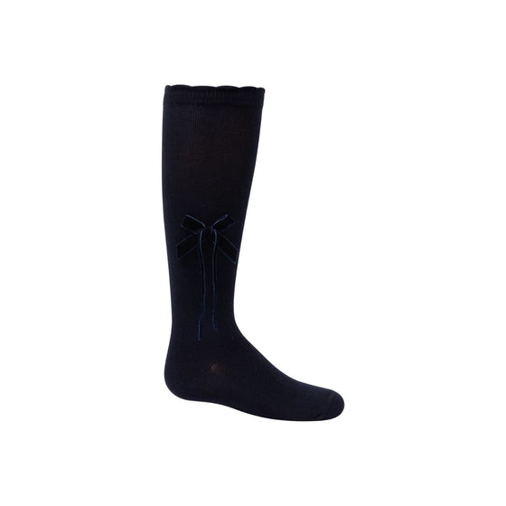 Zubii Thin Velvet Bow Knee High - 1302
