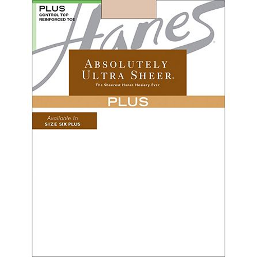 Hanes Plus Absolutely Ultra Sheer Control Top Reinforced Toe