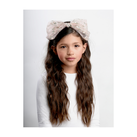 Dacee Designs Embroidered Tulle Bow Headband - C2083