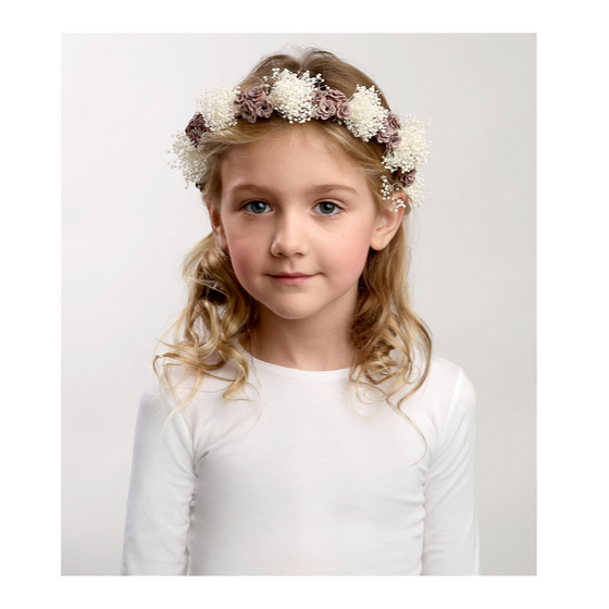 Dacee Designs Roses With Baby's Breath Wreath Headband With Tails - C2096