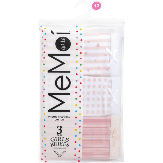 Memoi Girls 3 Pack Briefs Underwear - MKU 1004