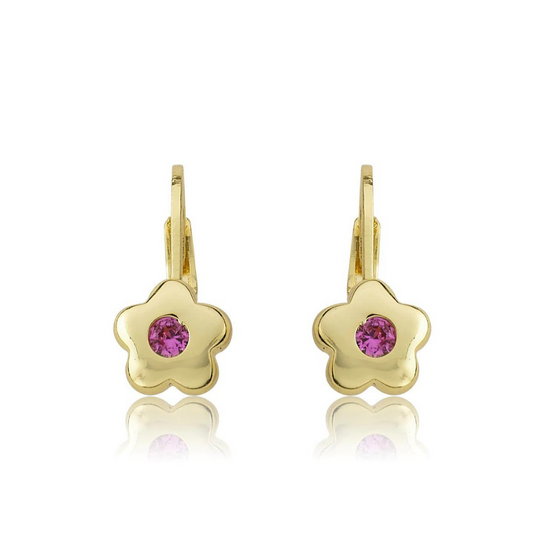 Twin Stars 14K Plated Gold Flower CZ Earring - ER7234B