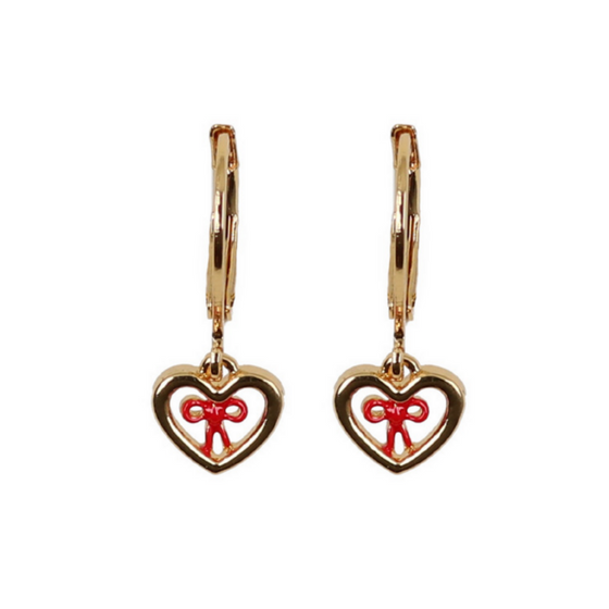 Tilyon Heart With Bow Charms Earrings