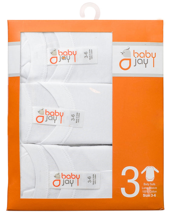 Baby Jay Long Sleeve Envelope Neck Bodysuit - 3 Pack