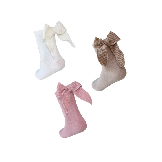 Blinq Collection Waffle Knit Bow Anklets - 633