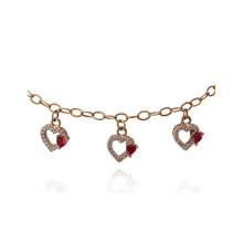 Outline Fuchsia Heart Charm Bracelet