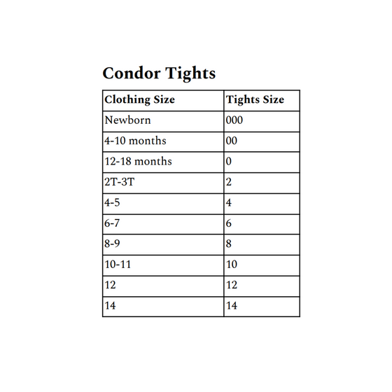 Condor Size Chart