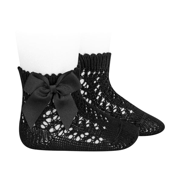 Condor Crochet Anklet Sock with Grosgrain Bow - 2519/4