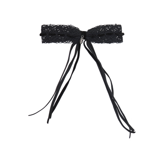 Dacee Design Medium Woven Lace Bow Clip with Lace Tails - AM1851