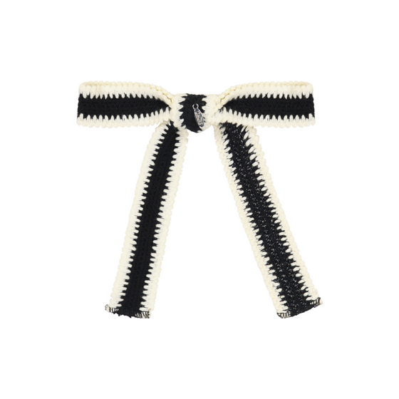Dacee Design Large Black Two Tone Knit Bow Clip - AL1837