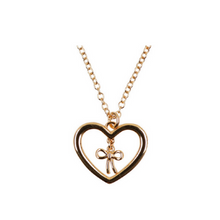  Tilyon Gold Heart with Hanging Bow Necklace