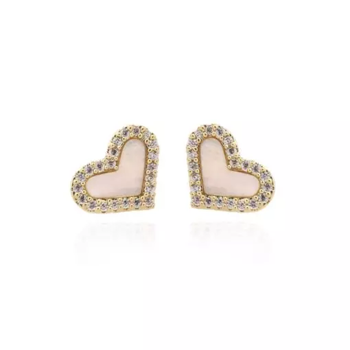 Small Mother of Pearl Heart Stud Earrings