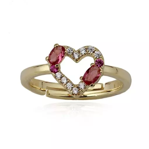 Double Stone Heart Ring