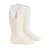 Condor Side Crochet Knee High Sock with Bow - 2599/2